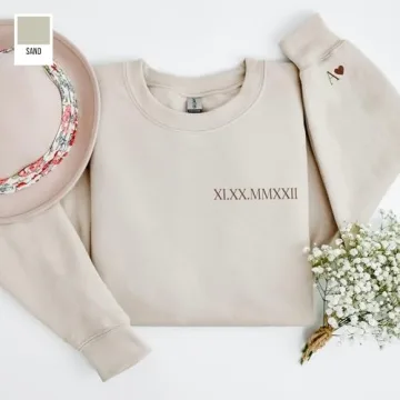Personalized Couple's Sweatshirts with Embroidered Dates
