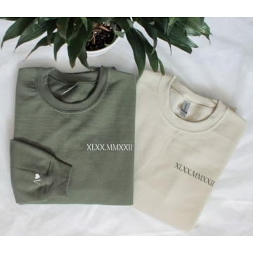 Personalized Couple's Sweatshirts with Embroidered Dates