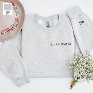 Personalized Couple's Sweatshirts with Embroidered Dates