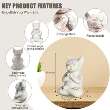 Umisun Meditating Buddha Bulldog Statue-Cute Funny Zen Animal Tabletop Decor for Home and Garden for Patio Lawn Yard Porch Ornament Garden Gift