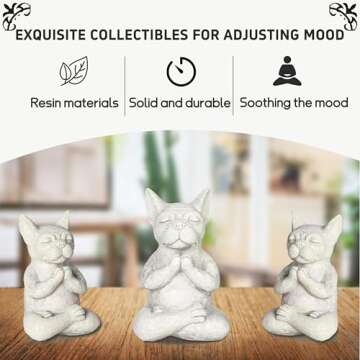 Umisun Meditating Buddha Bulldog Statue-Cute Funny Zen Animal Tabletop Decor for Home and Garden for Patio Lawn Yard Porch Ornament Garden Gift