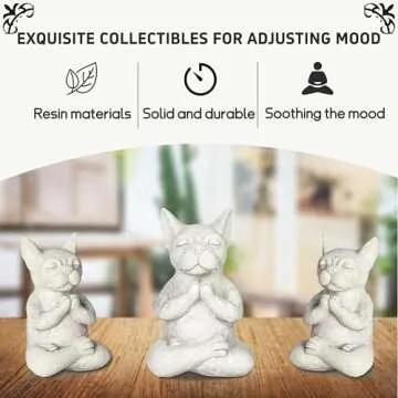 Umisun Meditating Buddha Bulldog Statue-Cute Funny Zen Animal Tabletop Decor for Home and Garden for Patio Lawn Yard Porch Ornament Garden Gift