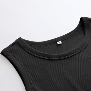 ANRABESS Womens Sleeveless High Neck Tank Tops Fashion Summer Casual Basic Slim Fit Ribbed Racerback Top Shirt Clothes Black-S