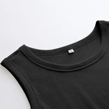 ANRABESS Womens Sleeveless High Neck Tank Tops Fashion Summer Casual Basic Slim Fit Ribbed Racerback Top Shirt Clothes Black-S