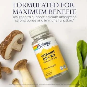 High-Potency SOLARAY Vitamin D3 K2 for Bone Health