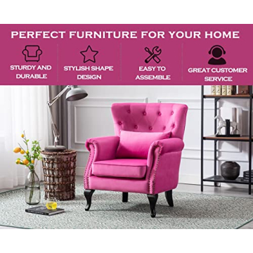 Kmax Velvet Tufted Accent Chair Mid Century Throne