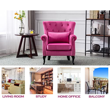 Kmax Velvet Tufted Accent Chair Mid Century Throne