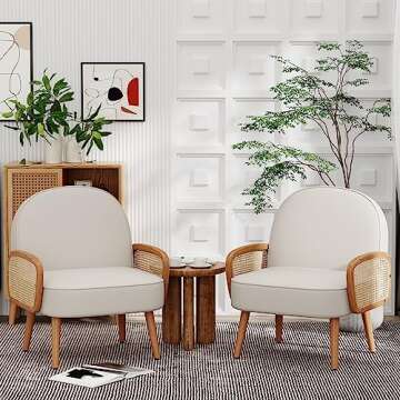 SHINEBOOM Rattan Accent Chairs Set of 2 - Modern Comfort