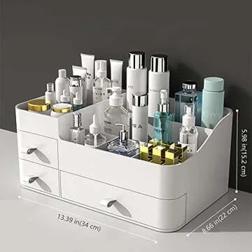 MIUOPUR Makeup Organizer for Vanity, Large Capacity Desk Organizer with Drawers for Cosmetics, Lipst...