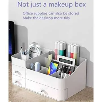 MIUOPUR Makeup Organizer for Vanity, Large Capacity Desk Organizer with Drawers for Cosmetics, Lipsticks, Jewelry, Nail Care, Skincare, Ideal for Bedroom and Bathroom Countertops - Large White