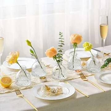 ComSaf Vintage Glass Bud Vases Set of 6 for Unique Decor