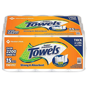 Member's Mark Ultra Absorbent Paper Towels 15 Mega Rolls