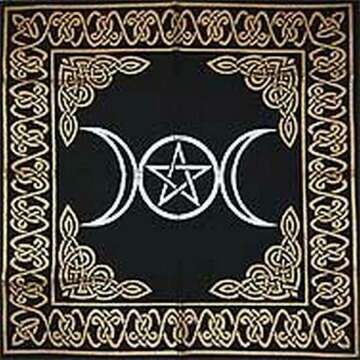 Triple Goddess Pentagram Altar Tarot Cloth 24" x 24"