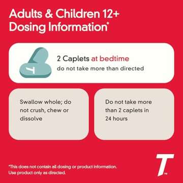 Tylenol PM Extra Strength Nighttime Pain Reliever & Sleep Aid Caplets, 500 mg Acetaminophen & 25 mg Diphenhydramine HCl, Relief for Nighttime Aches & Pains, Non-Habit Forming, 100 ct