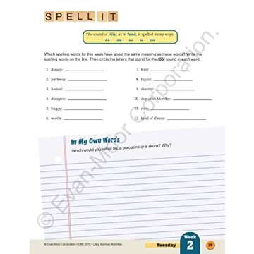 Evan-Moor Daily Summer Activities, Grade 5-6 Workbook, Prevent Learning Loss, Reading Comprehension, Writing, Math, Grammar, Punctuation, Spelling, Multiplication, Division, Fractions, Geography, Maps