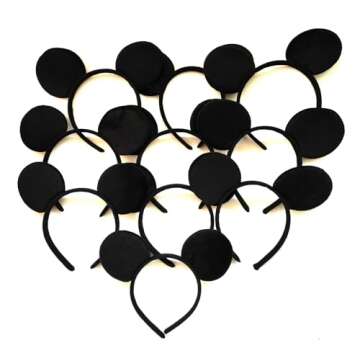 NEWTGAN 20 PCS Mouse Ears Headbands for Birthday Party Theme Park Costume Play Celebration for Boys and Girls (3color) (3 Color)