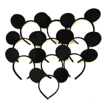 NEWTGAN 20 PCS Mouse Ears Headbands for Birthday Party Theme Park Costume Play Celebration for Boys and Girls (3color) (3 Color)