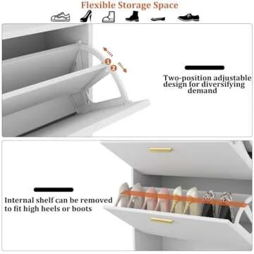HOMEFORT Shoe Cabinet for Entryway, Shoe Storage Cabinet with 2 Flip Drawers, 30" Narrow Shoe Organizer Cabinet for Front Door Entrance, Modern Slim Hidden Shoe Rack Cabinet in White.