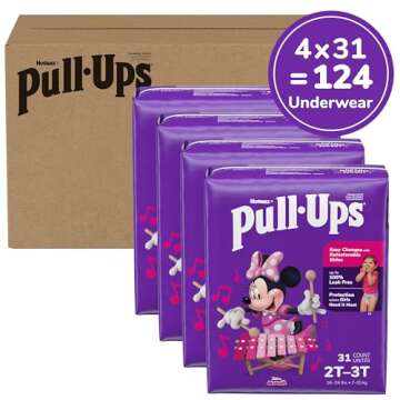 Pull-Ups Girls' Potty Training Pants, Size 2T-3T (16-34 lbs), 124 Count (4 Packs)