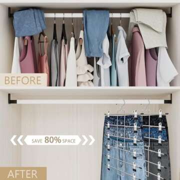 Hangers,Pants Hangers,Space Saving Hanging Closet Organizer-6 Tiers Skirt Hangers with 360° Swivel ...