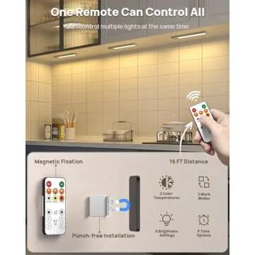 Versatile USB Rechargeable Under Cabinet Lights with Remote Control - 180 Lumens & Motion Sensor