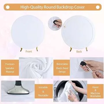 Gallety 7.2 FT Adjustable White Round Backdrop Cover for Weddings and Events