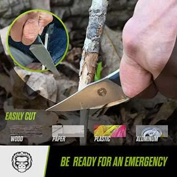 Holtzman's Gorilla Survival 'Reverse Eagle' Fixed Blade Hunting Knife with Kydex Sheath & Ferro Rod (Silver+Green)