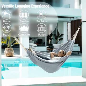 Anyoo Garden Cotton Hammock Comfortable Fabric Hammock with Tree Straps for Hanging Sturdy Hammock Up to 660lbs Portable Hammock with Travel Bag for Camping Outdoor/Indoor Patio Backyard