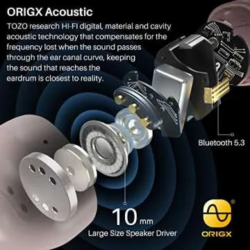 TOZO T12 (Large Ergonomic Edition) Wireless Earbuds Bluetooth 5.3 Headphones Premium Sound Performance Touch Control LED Digital Display Wireless Charging Case Earphones