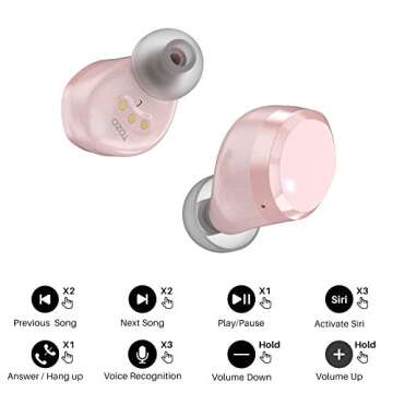 TOZO T12 (Large Ergonomic Edition) Wireless Earbuds Bluetooth 5.3 Headphones Premium Sound Performance Touch Control LED Digital Display Wireless Charging Case Earphones