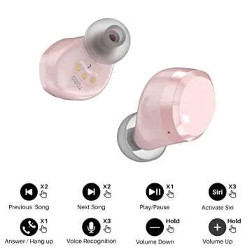 TOZO T12 (Large Ergonomic Edition) Wireless Earbuds Bluetooth 5.3 Headphones Premium Sound Performance Touch Control LED Digital Display Wireless Charging Case Earphones