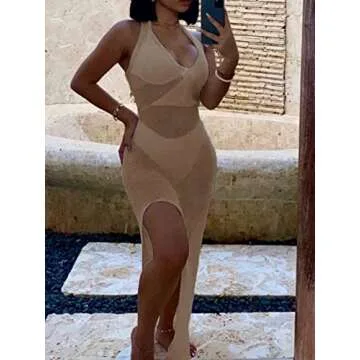 Avanova Women's Halter Crochet Swimwear Cover-Up Dress