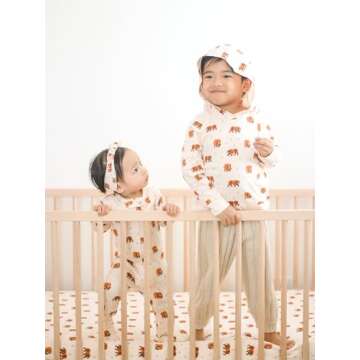 L'ovedbaby Unisex Kids' Organic Raglan Hoodie, Brown Bear, 5/6