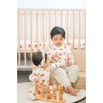 L'ovedbaby Unisex Kids' Organic Raglan Hoodie, Brown Bear, 5/6