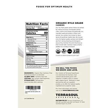 Terrasoul Superfoods Organic Raw Cashews (Mylk Grade), 2 Lbs, Premium Quality for Snacking, Desserts...
