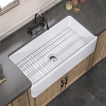 ZUAGCO White Farmhouse Sink 33 inch Fireclay Apron Front Farm Sink Large Capacity Deep Single Bowl K...