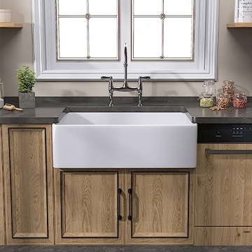 ZUAGCO White Farmhouse Sink 33 inch Fireclay Apron Front Farm Sink Large Capacity Deep Single Bowl Kitchen Sinks with Accessories Protective Bottom Grid and Strainer