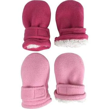 Kids Sherpa Fleece Mittens - 2 Pair Pack