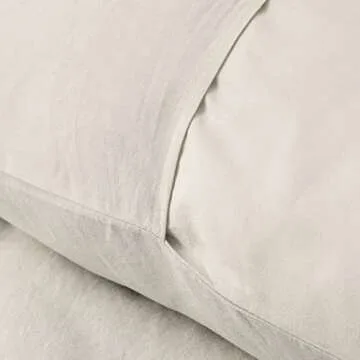 Welhome Premium Relaxed Linen Cotton Duvet Cover 3-Piece Sets with Pillow Shams | Queen | Fawn Brown | 88"x 92" | Supersoft | Superior Comfort | Durable | Breathable | All Season | Moisture Wicking