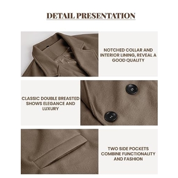 UANEO Women's Wool Blend Oversized Trench Coat Winter