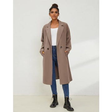 UANEO Women's Wool Blend Oversized Trench Coat Winter