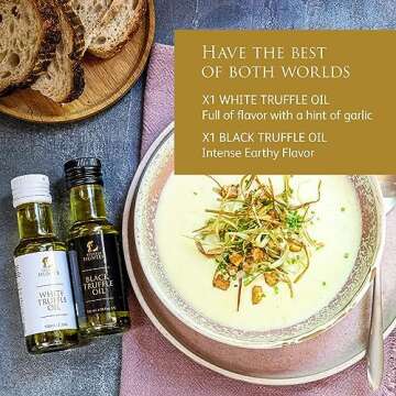 TruffleHunter - Black & White Truffle Oil Set - Extra Virgin Olive Oil for Cooking & Seasoning - 3.3...