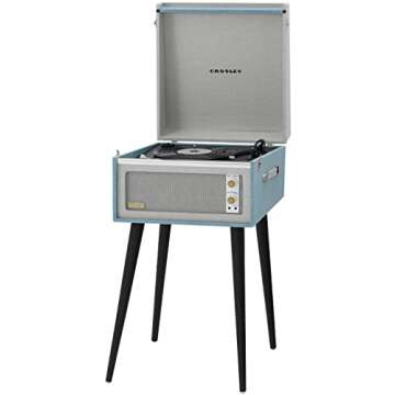 Crosley CR6233E-TN Dansette Bermuda Bluetooth in/Out Portable Vinyl Record Player Turntable with Aux-in, Tourmaline