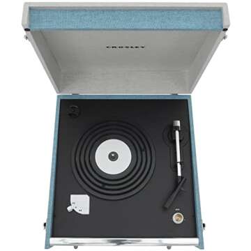 Crosley CR6233E-TN Dansette Bermuda Bluetooth in/Out Portable Vinyl Record Player Turntable with Aux-in, Tourmaline