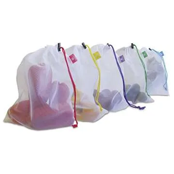 BahrEco Reusable Produce Bags - Eco-Friendly Premium Washable Mesh Grocery and Storage Bags - 5 Pack