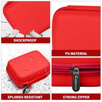 Carrying & Protective Case for Digital Camera, AbergBest 21 Mega Pixels 2.7" LCD Rechargeable HD/Kodak Pixpro/Canon PowerShot ELPH 180/190 / Sony DSCW800 / DSCW830 Cameras for Travel - Red