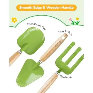 Kids Gardening Set Toys, Quality Garden Tool Kit for Kids and Toddlers, Includes Two Shovels, Garden hat,Rake, Apron,Gloves, Watering Can, and Tool Bag (Green)