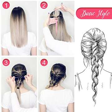 TsMADDTs Topsy Tail Hair Tools, 4 Pcs Hair Loop Styling Tool, Pink, 10pcs Hair Ties