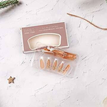 Long Square Press on Nails French Tip Fake Nails Glitter False Nails with Luxury Rhinestones and Butterfly Charm Designs Acrylic Nails Full Cover Glossy Stick on Nails for Women Nail Decorations