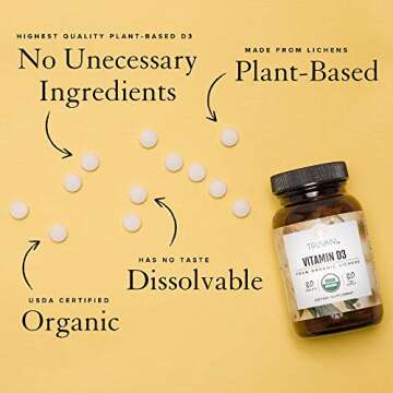 Truvani Organic Vitamin D3 - Plant-Based, USDA Organic, Gluten-Free, Non-GMO, Vegan D3 Supplement - ...